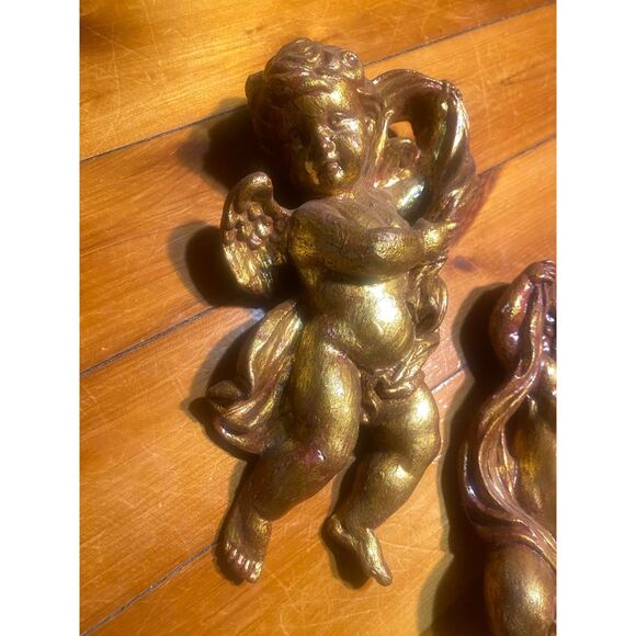 Vintage chalkwear Cherubs Wall Plaques 90s whimsigoth celestial decor hanging 2 - Picture 7 of 9